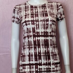 Vince Ikat Print Red Pink Short Sleeve Tie Dye Tee size XS